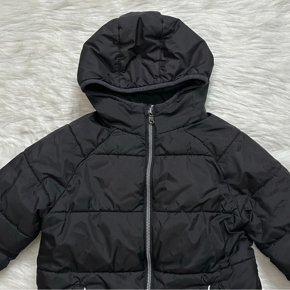 Wonder Nation Toddler Size 5T Black Full Zip Winter Hoodie Puffer Jacket